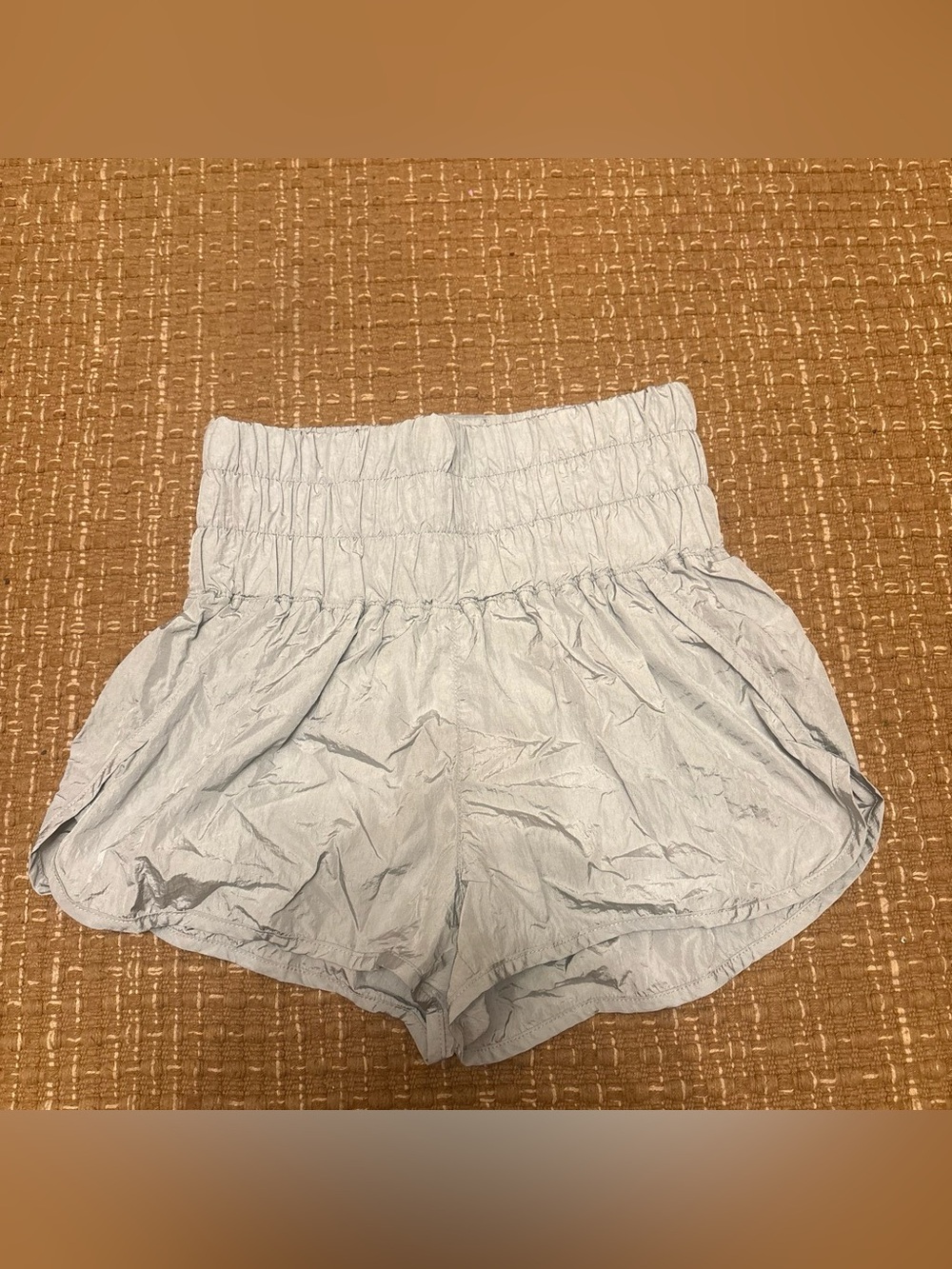 Free People Light Gray Smocked-Waist Athletic Shorts